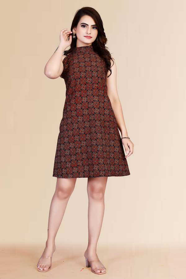 Dark Marron Floral Design One Piece